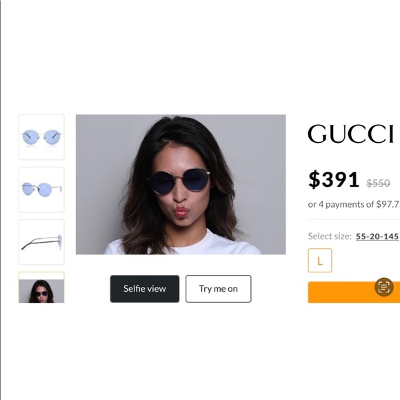 GUCCI “GG” INTERLOCKING LOGO IMPRINTED ON BLUE / SILVER MIRROR ROUND SUNGLASSES - Picture 13 of 16